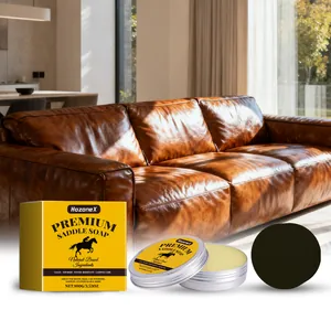 Kit de Limpieza Profesional para Cuero Jabón de Silla para Zapatos Bolsos Muebles Cera de Abejas Natural Crema Nutritiva Impermeable con Esponja