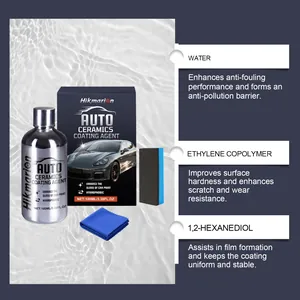 Detailed view of car ceramic coating agent ingredients and performance benefits.