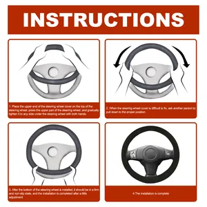 Detailed step-by-step installation instructions for a universal heated steering wheel cover