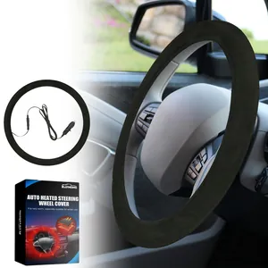 Detail of Rayhong heated car steering wheel cover with 12V adapter and packaging