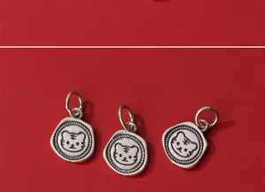 Close-up of S925 sterling silver matte distressed tiger head charms for DIY jewelry