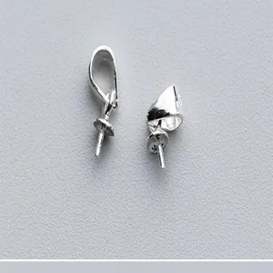 Detail view of S925 sterling silver DIY jewelry pendant bails, fine craft accessories.