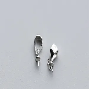 Silver pendant bail findings detail view, high quality sterling silver DIY jewelry connector.