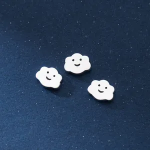 Breloques nuage sourire en argent S925 pour création bijoux DIY avec fini brossé