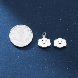 Pendentifs et perles nuage smiley en argent sterling S925 brossé pour bijoux DIY