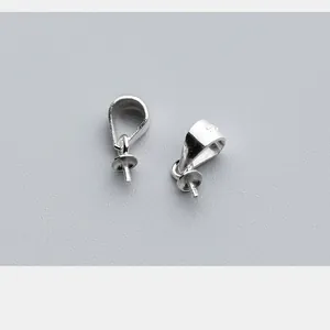 S925 silver bead pendant cap bail, handmade DIY jewelry accessory component for crafts.