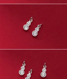 Macro view of S925 sterling silver gourd pendants with micro-set cubic zirconia stones