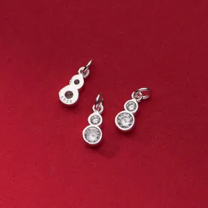 Minimalist S925 sterling silver gourd pendant with micro-inlaid zircon for DIY jewelry making