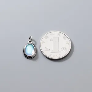 S925 silver moonstone pendant charm with blue cat's eye stone for DIY jewelry