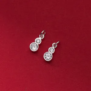 S925 silver gourd charms with micro-pave zircons for DIY necklace and bracelets