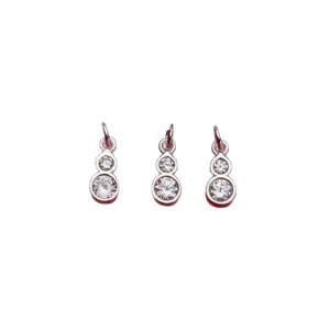 S925 sterling silver gourd shaped charms with cubic zirconia for DIY jewelry making craft