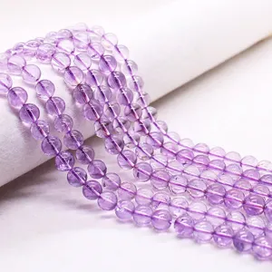 Natural Lavender Purple Amethyst Beads Round Loose Stone Beads For DIY Jewelry Making Accessories Bracelet Necklace Handmade Beads