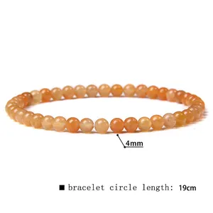 Detailed close-up of a 4mm orange natural stone bead bracelet with 19cm length specifications