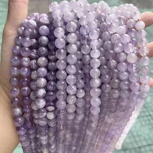 Natural lavender amethyst round loose beads for DIY jewelry making and jewelry accessories