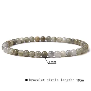Macro detail of 4mm natural stone beaded bracelet showing a 19cm inner circle length