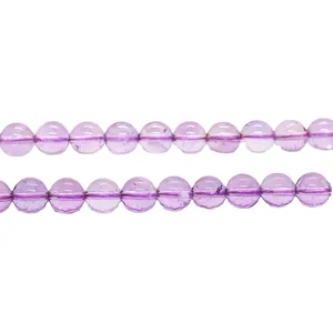 Natural lavender amethyst round beads for DIY jewelry making with translucent ice texture.