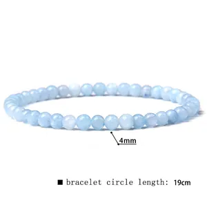Close-up of 4mm light blue natural stone bracelet with a 19cm circle length.