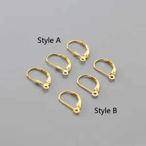 Ganchos para pendientes de plata S925 bañada en oro para fornituras de joyería DIY