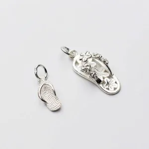 925 Sterling Silver Flip-Flop Pendant Slipper Charm For DIY Jewelry Making Bracelet Necklace Accessories Small Summer Slipper Pendant