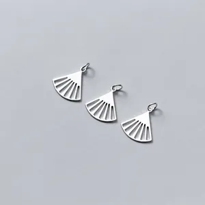 Ciondoli a ventaglio in argento sterling S925 per la creazione di gioielli fatti a mano DIY