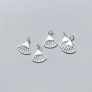 Ciondoli minimalisti in argento sterling S925 a forma di ventaglio per gioielli fai da te