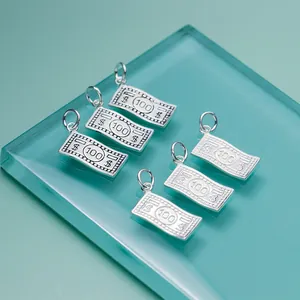Premium S925 sterling silver 100 dollar bill charms for DIY jewelry and bracelets