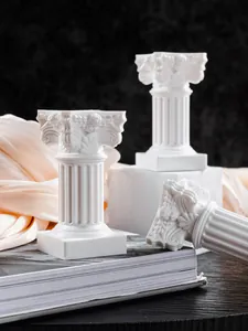 Detailed view of white Corinthian Roman column ornaments for home decor and photography