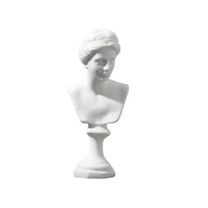 White miniature Greek goddess bust statue for classical home decor and photography prop