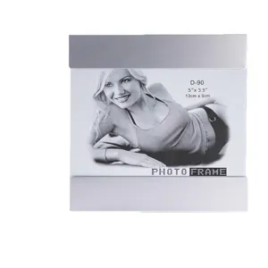 Minimalist silver metal and glass photo frame for home decor desktop display