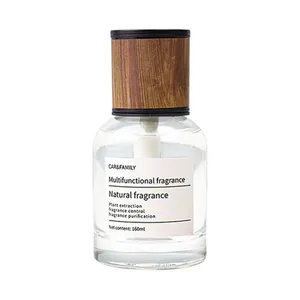 Natural multifunctional car air freshener in a 160ml glass bottle with wood grain cap