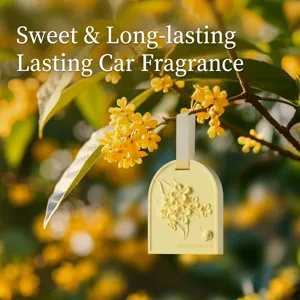 Fragrant osmanthus scented plaster tablet hanging elegantly on a blooming flower branch