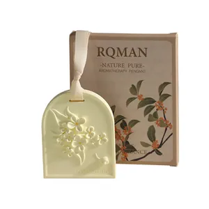 Osmanthus scented plaster aromatherapy pendant with embossed floral design and gift box