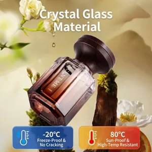 Premium car perfume diffuser featuring a 110ml crystal glass bottle and elegant wood cap.