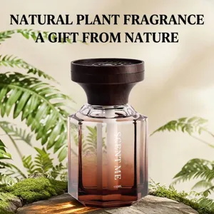 Premium car diffuser perfume bottle with wood cap on mossy rock and green fern
