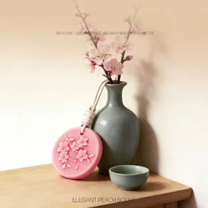 Handmade peach blossom embossed aromatherapy wax melt hanging for elegant wardrobe scenting