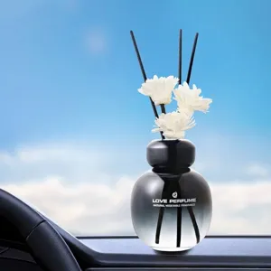 Juego de Difusor de Caña de Botella de Vidrio Degradado Con Flores Artificiales Aceite Esencial Fragancia de Coche Decoración de Aromaterapia