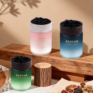 Wild Bluebell festes Autoparfum-Balsam in mattierten Glasgläsern mit Holzmaserung-Deckel