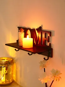 Portachiavi da parete in legno con scritta HOME e ganci per decorazione domestica