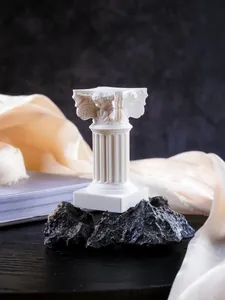 Elegant white resin Roman column pedestal for product photography and Nordic home decor