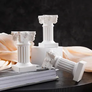 Nordic Plastic Roman Column Candle Holder European Retro Desktop Ornament Photography Props Wedding Party Decor
