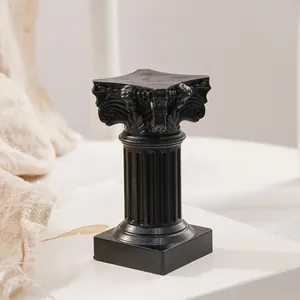 Nordic style black Roman column candlestick holder for home desktop and photography props