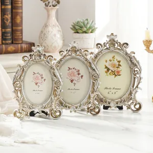Elegant vintage carved oval photo frames in three sizes for home decor