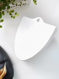 Close-up of a minimalist white face-shaped resin wall-mounted planter for succulents