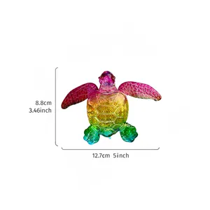 Detail showing dimensions of the colorful crystal sea turtle figurine decor