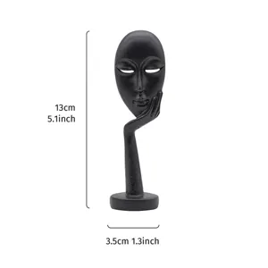 Detailed dimensions of Nordic abstract 'Silence is Golden' mask resin sculpture