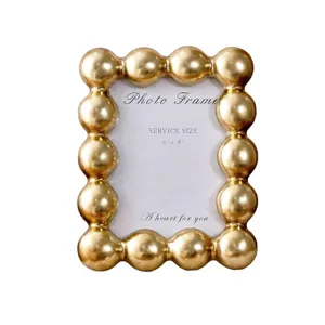 Elegante marco de fotos con perlas doradas para fotos de 6x8 pulgadas decoración hogar