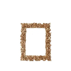 Vintage European style gold rose embossed photo frame for desktop display