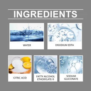Detailed ingredient infographic for car wheel rust remover showing active chemical components.