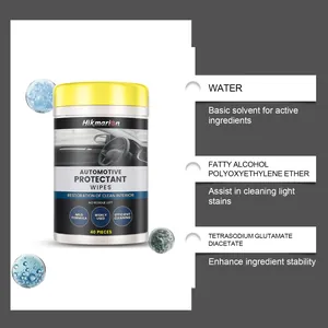 Detalle de las toallitas de limpieza de autos con ingredientes activos y fórmula.