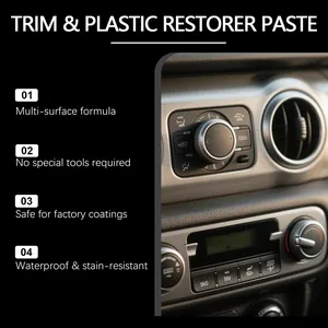 Professional trim and plastic restorer paste for car interior care, waterproof and easy to use.